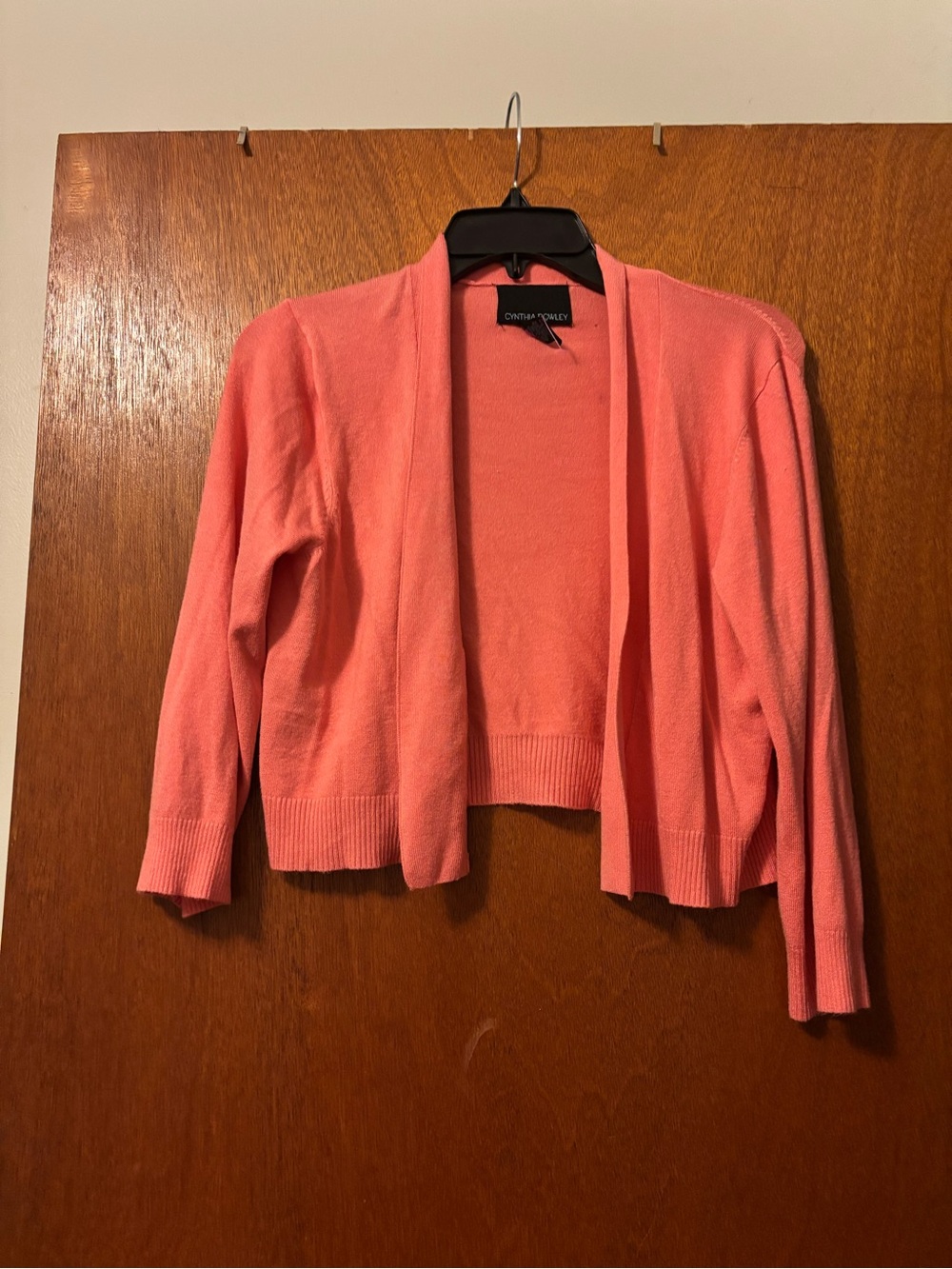 Cynthia Rowley Coral Open-Front Cropped Cardigan